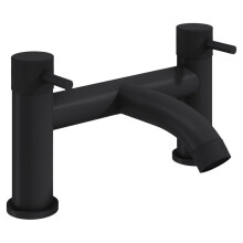 Round Deck Mounted Bath Filler Tap with Industrial Style Detailing - Black