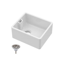 Traditional 1 Bowl Fireclay Compact Belfast Kitchen Sink & Basket Strainer Waste - 460mm
