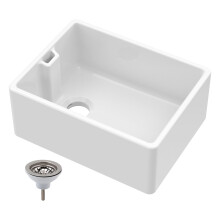 Traditional 1 Bowl Fireclay Ceramic Belfast Sink & Strainer Waste - 595mm