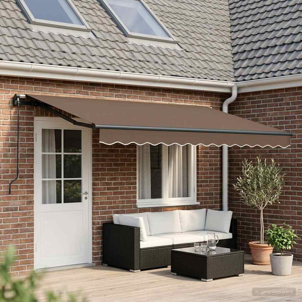 Vidaxl Retractable Awning Taupe 400 X 300 Cm Polyester And Aluminium