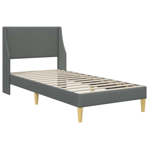 VidaXL vidaXL Bed Frame with Headboard Dark Grey 90 x 190 cm Fabric 2