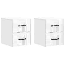 vidaXL Wall-Mounted Bedside Cabinet with Drawer 2 pcs High Gloss White