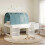 VidaXL vidaXL Kids'High Bed Frame with Storage White and Light Blue 1