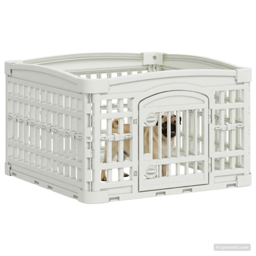 VidaXL vidaXL 4 Panel Dog Playpen White 63 x 63 x 40 cm Plastic 2