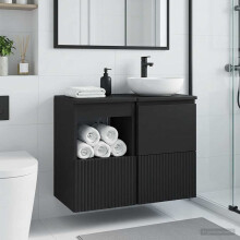 vidaXL Bathroom Cabinet Black 30 x 44.5 x 50 cm Engineered Wood