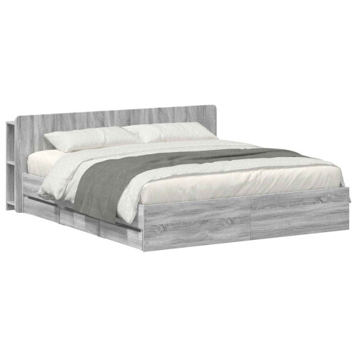 VidaXL vidaXL Bed Frame with Storage Grey Sonoma 180 x 200 cm Engineered Wood 2