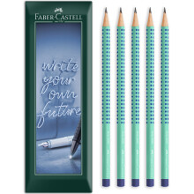 (Buzzing Blue) Faber-Castell Graphite Pencil Grip 2001 Flow Edition, B, Pack of 5