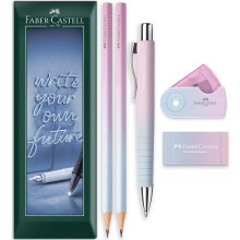 (Blushing Sky) Faber-Castell Flow Edition Set: Pencils Pen Eraser Sharpener