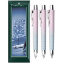 (Blushing Sky) Faber-Castell Poly Ball Flow XB Ballpoint Pen, Pack of 3