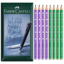 (Unicorn & Dinosaur) Faber-Castell Unicorn & Dinosaur Jumbo HB Pencils, 8 Pack