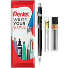 (0.5mm) Pentel Mechanical Pencil with HB Leads & Eraser Refill Set