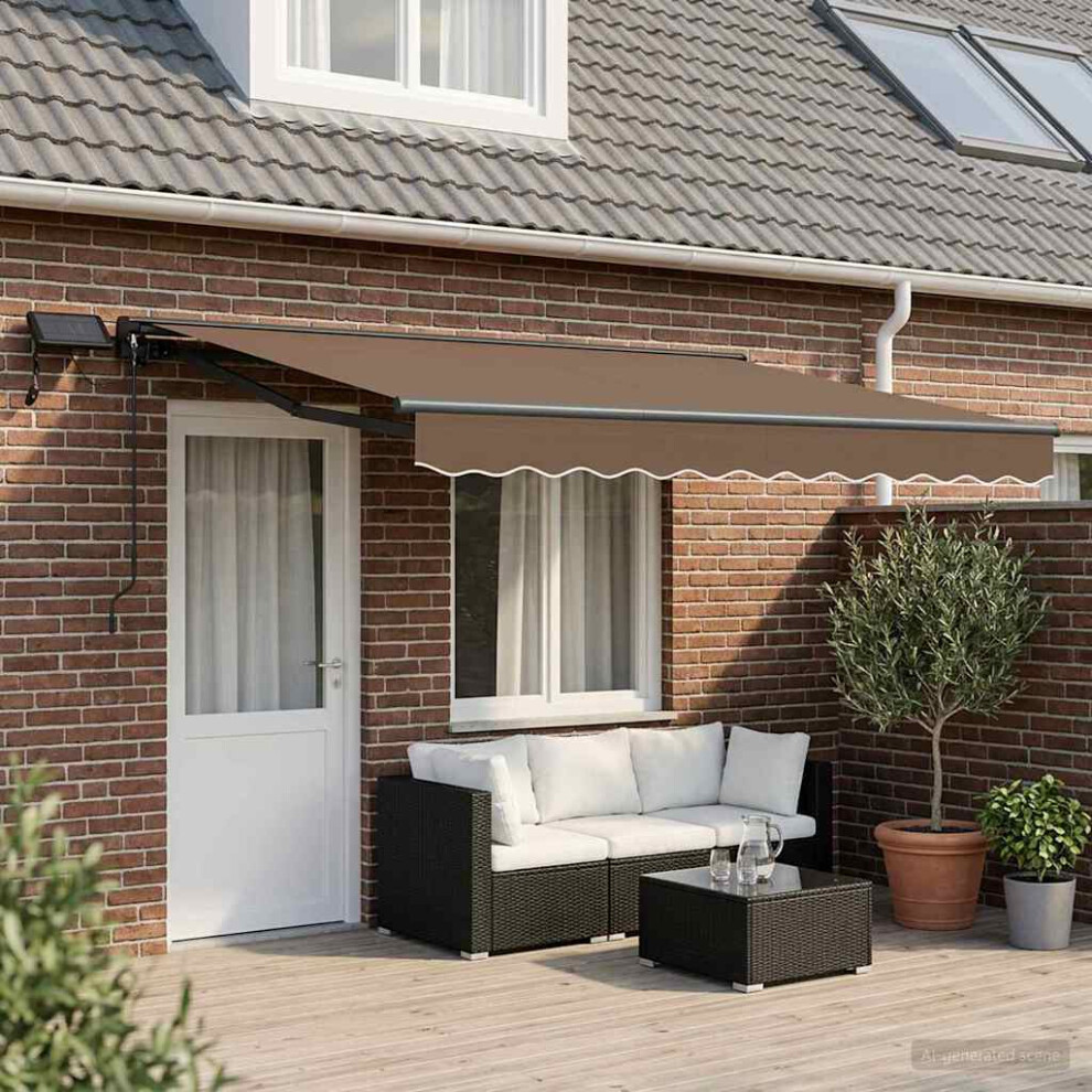Vidaxl Manual Awning Frame With Leds Taupe 4 X 3.5 M