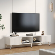 (Weiß) radelldar TV Schrank 171cm, Lowboard mit Wellenfront und Metallgriffen, TV Lowboard Stehend für 75 Zoll Fernseher, Fernsehtisch