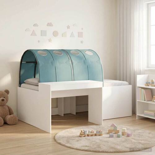 VidaXL vidaXL Bed with Tunnel 4 pcs White and Light Blue Engineered Wood