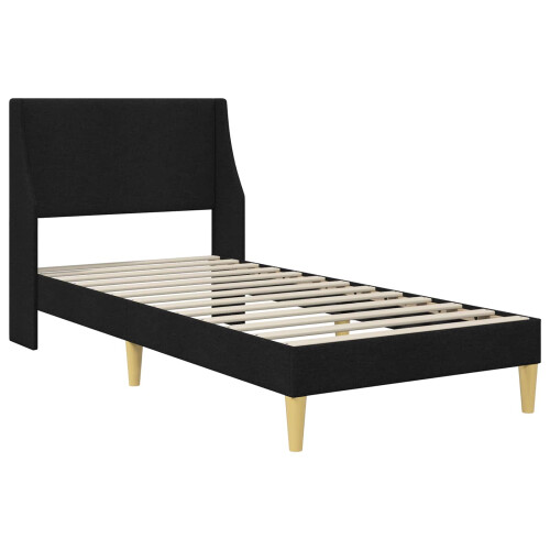 VidaXL vidaXL Bed Frame with Headboard Black 90 x 190 cm Fabric 1