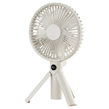 Vouwbare Statief Handventilator 3000mAh 4-Snelheden Oplaadbare Ventilator LED Digitale Display Draagbare Ventilator voor Buitenreizen Wit