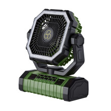 Ventilador de Camping Exterior de 20000mAh con Control Remoto, Iluminación 4 Velocidades para Pesca, Ventilador Eléctrico Portátil Verde Ejército