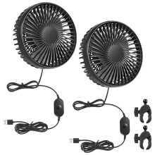 2-Pack Golfvagnsfläkt, Fläkt för Golfvagn - Portabel USB-Ingång, Klämfäste Passar Fyrkantig/Rund Stång 2,5 M Förlängd Sladd