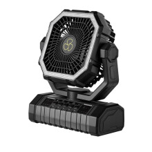 20000mAh Outdoor Camping Ventilator mit Fernbedienung Beleuchtung 4 Geschwindigkeitsstufen für Angeln Tragbarer Elektrischer Ventilator Schwarz