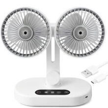Dual Desk Fan Quiet, Rechargeable Portable Cooling Fan with Timer,6 High Speeds Adjustment,for Home Bedroom Outdoor