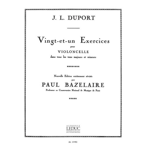 Duport : 21 Exercices - Violoncelle - AL15952 - 9790046159527