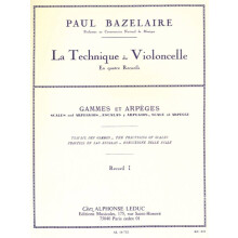Paul Bazelaire : Cello Method - Scales And Arpeggios, Volume 1 - Violoncelle - AL16732 - 9790046167324