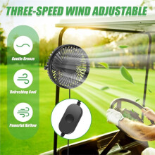 2 Pack Cart Fan, Fan for Cart - Portable USB Input, Clip Base Fit Square/Round Pole 2.5m Extended Cord