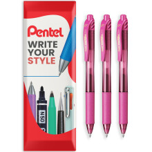 (Pink) Pentel EnerGel X BL107 Retractable Gel Rollerball Pen, 3 Pack