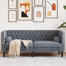 vidaXL Sofa Dark Grey 174 x 74.5 x 70.5 cm Velvet