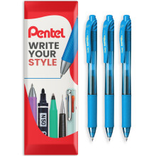 (Blue) Pentel EnerGel X BL107 Retractable Gel Rollerball Pen, 3 Pack