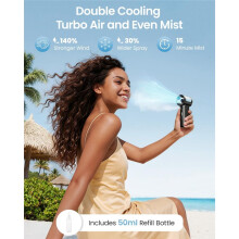 Handheld Misting Fan Portable - 4000mah Rechargeable Battery, 5 Speed, Water Spray Mist Hand Fan