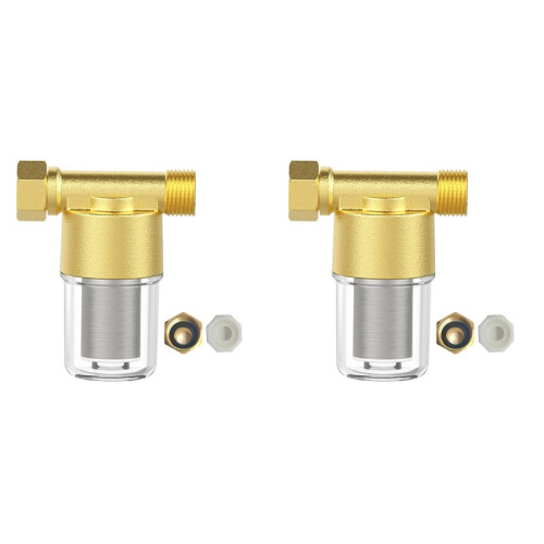 2X Messing Sedimentfilter, Herbruikbaar Sedimentwaterfilter, Inline Wasmachinefilter voor Wasmachine, Douche, Tuinslang