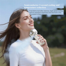 Hochgeschwindigkeits-Ventilator Desktop Klappbar Digitalanzeige Halshängender Eiswind Befeuchtend Handventilator Dunkelbraun