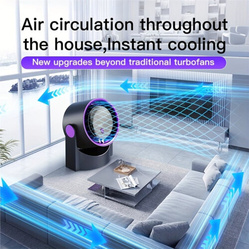 100 Speed Desktop Circulating Fan 3 Timer Modes Type-C Charging LED Display Ultra Silent Cooling Fan Wall Mounted 2