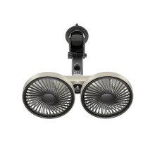 Draagbare Dubbele Hoofd USB Ventilator 360 Draaiend Hoofd Auto Zitplaats Koelventilator met Zuignap voor Auto Voorruit