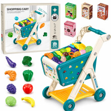 18 PCs Kids Shopping Trolley Toy Supermarket Set