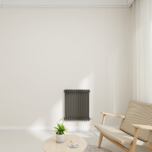 (Anthracite, 600x605mm-2 Column) Traditional Radiator Horizontal Vertical Cast Iron Style Double Triple Panel Rads