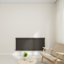 (Anthracite, 600x1460mm-2 Column) Traditional Radiator Horizontal Vertical Cast Iron Style Double Triple Panel Rads