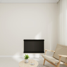 (Black, 600x1010mm-2 Column) Traditional Radiator Horizontal Vertical Cast Iron Style Double Triple Panel Rads