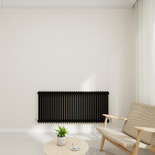 (Black, 600x1460mm-2 Column) Traditional Radiator Horizontal Vertical Cast Iron Style Double Triple Panel Rads