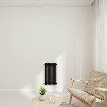 (Black, 600x425mm-2 Column) Traditional Radiator Horizontal Vertical Cast Iron Style Double Triple Panel Rads