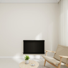 (Black, 600x1010mm-3 Column) Traditional Radiator Horizontal Vertical Cast Iron Style Double Triple Panel Rads