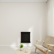 (Black, 600x605mm-3 Column) Traditional Radiator Horizontal Vertical Cast Iron Style Double Triple Panel Rads