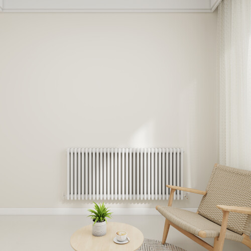 (White, 600x1460mm-3 Column) Traditional Radiator Horizontal Vertical Cast Iron Style Double Triple Panel Rads