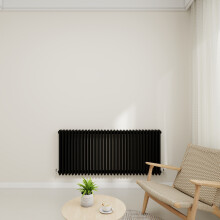 (Black, 600x1460mm-3 Column) Traditional Radiator Horizontal Vertical Cast Iron Style Double Triple Panel Rads