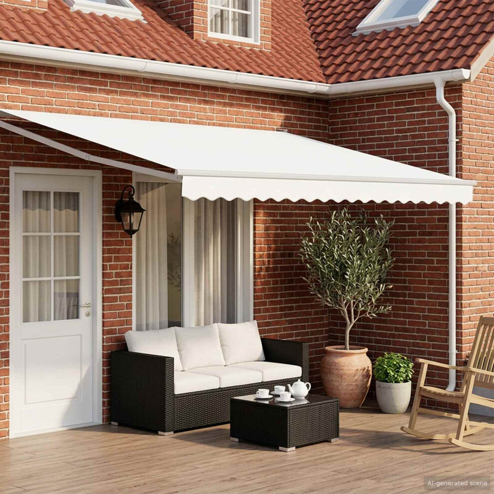 Vidaxl Manual Retractable Awning With Leds White 4.5 X 3 M