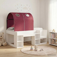 vidaXL Bed with Tunnel 4 pcs White and Red Engineered Wood