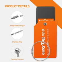 easyTag Wallet Tracker Card Cover with Cable Attachment | Silicone Suitcase Tag Cover for Keys