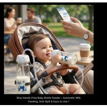 Blue Hands-Free Baby Bottle Feeder Automatic Milk Feeding Anti-Spill