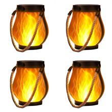 4X Lanterne D'Extérieur à Flamme Vacillante, Éclairage de Jardin avec Double Charge USB et Lampe Solaire Suspendue Étanche pour L'Extérieur